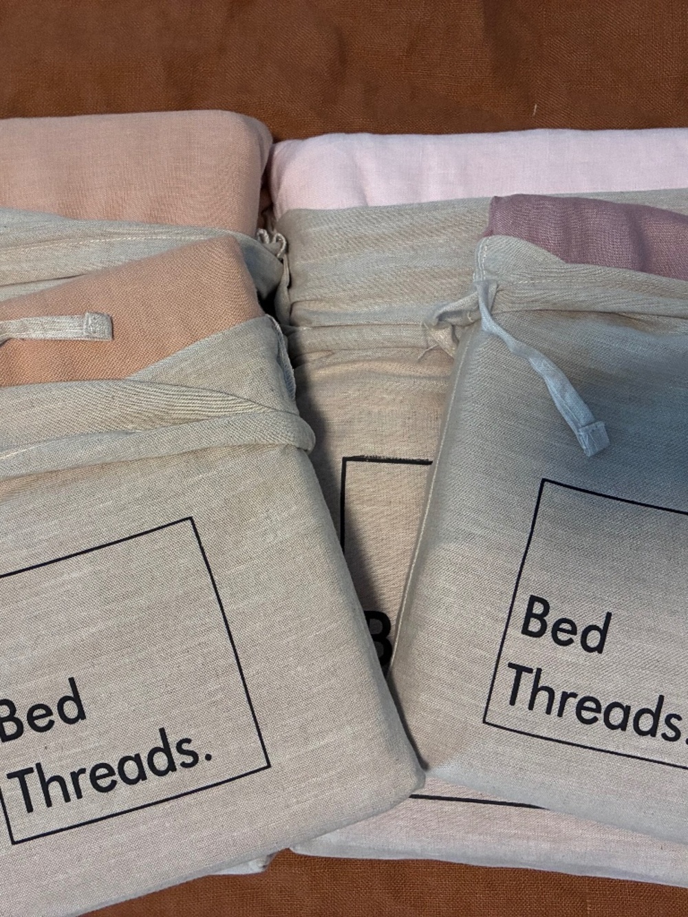 NWT Bed Threads 100% Flax Linen Bedding Set Terracotta Rosewater Lavender Duvet